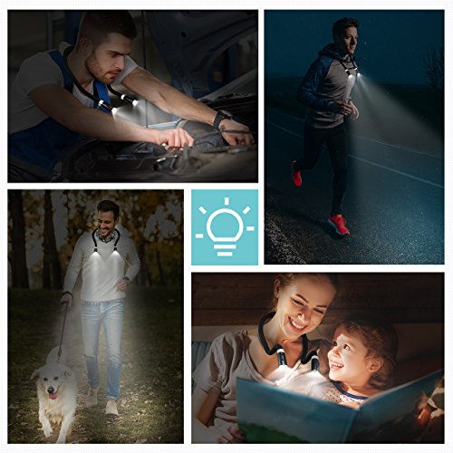 LED Reading Light, TOPELEK Rechargeable Neck Light with 3 Brightness, Hand-Free Light, Flexible Soft Arms Comfortable Wear, Stable and Anti-Slip, Perfect for Reading