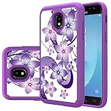 Galaxy J7 Refine Case,J7 2018,J7 Star,Galaxy J7 Top,J7 Crown,J7 Aero,J7 Aura,J7 Eon Case,Yiakeng Shockproof Drop Protection Lovely Decal Phone Cases Cover for Samsung J737V,J737T (Purpel Flower)