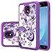 Galaxy J7 Refine Case,J7 2018,J7 Star,Galaxy J7 Top,J7 Crown,J7 Aero,J7 Aura,J7 Eon Case,Yiakeng Shockproof Drop Protection Lovely Decal Phone Cases Cover for Samsung J737V,J737T (Purpel Flower)