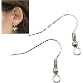 TOPPERFUN 100Pcs Titanium Steel Fish Hook Design Earring, Silver Titanium Earring Hooks Accessories Easy to Wear and Sturdy for Daily and Party Occasions