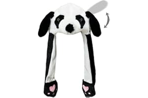 NAICHUO Plush Animal Hat with Moving Jumping Ears Pop Up Beating Hat Movable Dancing Cap for Kids Adult