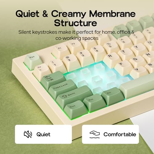 EPOMAKER Aula S102 Pro Teclado Gaming de Membrana con Pantalla TFT, Volume Knob & Number Pad, BT/2.4G/USB, RGB, Creamy Silicone Structure, Teclado Silencioso para Juegos de PC/Oficina (Yellow)