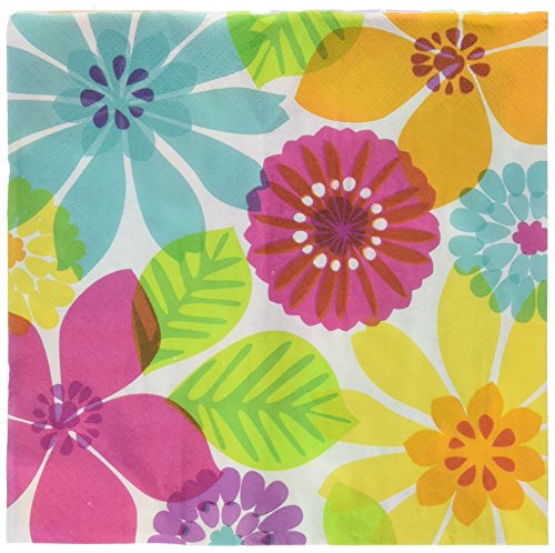 Sun-Sational Summer Luau Party Bright Floral Paradise Luncheon Napkins Tableware, Paper, 9