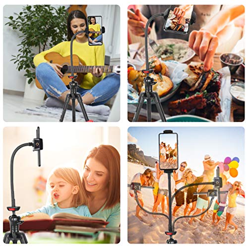 Tripod for iPhone and Android Cellphone,54-inch Premium Flexible Phone Tripod with 14-inch Adjustable Gooseneck,Wireless Remote, Cellphone Phone Tablet Stand Holder,Upgrade Ball Head and Carrying Bag