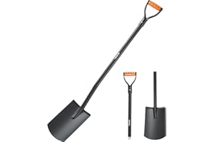 VEVOR Square Shovel, 48 in Heavy-Duty Flat Shovel, Transfer Shovels with Alloy Steel Blade and Non-Slip D-Handle, Detachable 