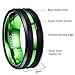 NUNCAD Men's 8mm Tungsten Carbide Ring Green & Black Matte Finish Beveled Edges