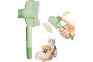 WUSAIRX Pet Hair Comb, 2025 New Pet Brush with Release Button, Flea Comb for Cats and Dogs, Pet Grooming Combs for Indoor Short & Long Hair Cats Dogs (green)