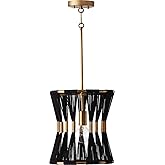 Capital Lighting 341111KP Bianca Modern Luxe Hand-Wrapped Black Rope Drum Pendant Light Fixture, 1-Light 100 Watt, 14" H x 12