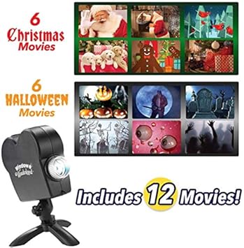 SNEPCOM Mini Christmas Led Laser Projector Light Window Display 12 Movies Indoor Outdoor Projector Stage Light for Christmas Halloween,USPlug