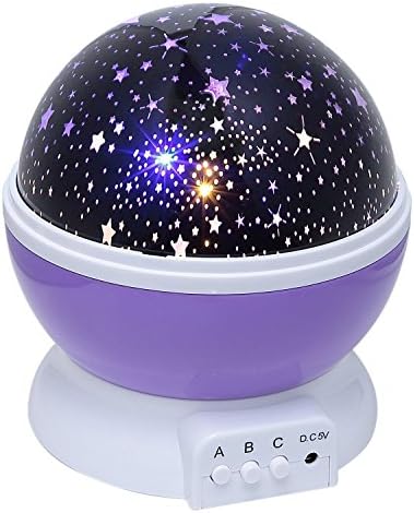 LYWOO Night Lighting Lamp, 4 LED Beads, 3 Light Models Best for Decorating Bedroom or Living Room With This Romantic Rotatable Cosmos Nightlight Projector (Purple)