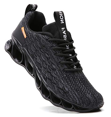 SKDOIUL Trail Running Shoes for Men mesh Breathable Lightweight Youth Big Boys White Black red Fashion Sneakers Gym Workout Sport Outdoor Jogging Shoes Black Size 8.5 (A050-Black-42)