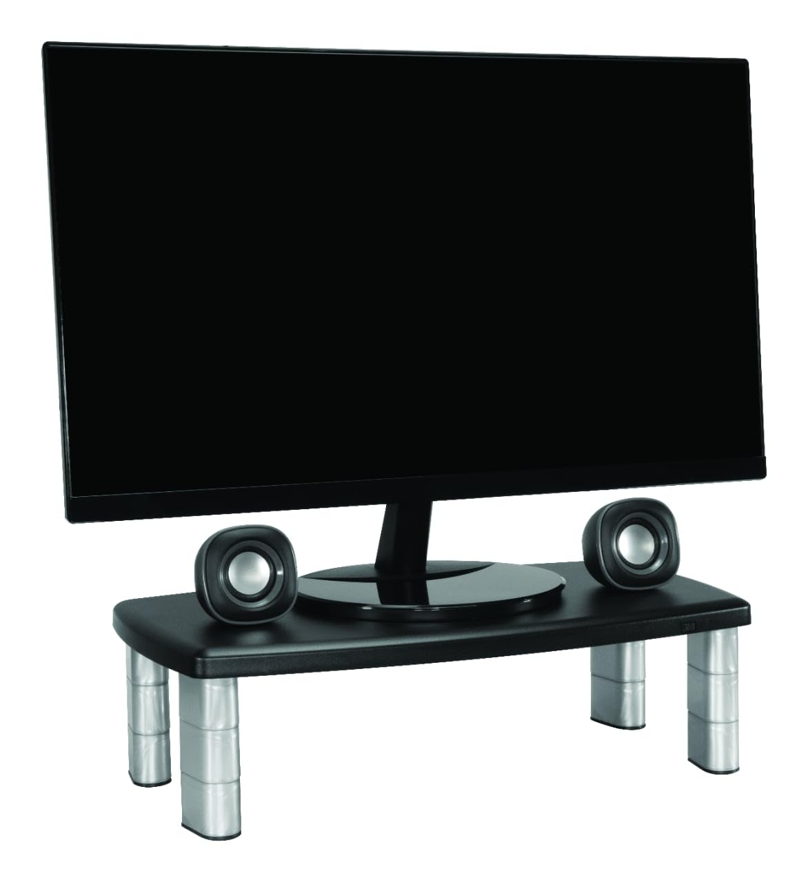3M Office Adjustable Monitor Stand, 50.8 x 30.48 x 14.9 cm - Black/Silver
