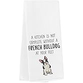 Wzotiy Funny French Bulldog Kitchen Towels Frenchie Gifts for Women Men French Bulldog Lovers Frenchie Owner Waffle Weave Tea Towels Hand Towels Dish Towels Decor for Kitchen Bathroom 14×23 Inches