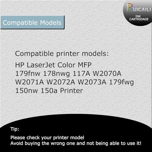 117A W2070A Compatible Toner Cartridge Replacement for HP LaserJet Color MFP 179fnw 178nwg 117A W2070A W2071A W2072A W2073A 179fwg 150nw 150a Printer