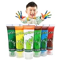 Hapree 6 Colors Washable Finger Paint, Non-Toxic Bathtub Kids Paint Set, Fingerpaints Kit for Toddlers, 6 x 30 ml (1.02 fl. oz)