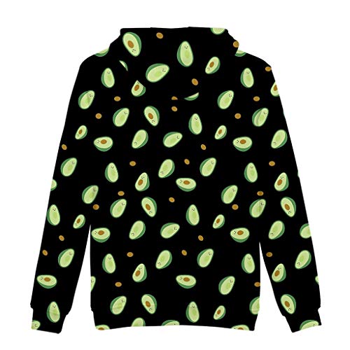 DDLmax Mens Drawstring Hoodies Pullover - Unisex Men's 3D Avocado Printing Creative Round Neck Casual Long Shirts Top Blouse Black