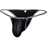 COMLIFE Men's Sexy Low Rise Ice Silk Briefs Bulge Pouch Bikini Underwear Thin String Leopard Print Solid Color Triangle Panty