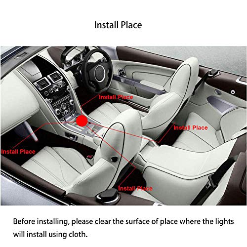 Sanhezhong Car LED Strip Light, 4pcs 36 LED DC 12V Multicolor Music Car Interior Light LED Under Dash Lighting Kit with Sound Active Function & Wireless Remote Control, Car Charger - Thumbnail 2