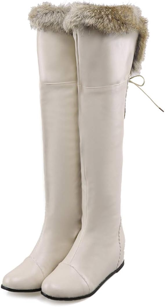 Amazon Co Jp Yindaity ニーハイブーツ レディース インヒール スノーブーツ ムートンブーツ カジュアル 防寒 厚底 中綿入り ボア ブーツ ファーブーツ もこもこ かわいい ウィンターブーツ ふわふわ 雪 靴 滑らない ロングブーツ 歩きやすい スキー 雪遊び 服