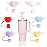 YAYAYOUNG Love Wings Straw Covers Cap Toppers Compatible with Stanley 30&40 oz Tumbler Cups,Reusable Cute Silicone Straws Tips Lids Protectors for 0.4 in/10mm Stanleys Cup Accessories(6 Pcs)