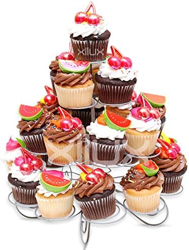 Cupcake Stand or Cupcake Holder for Parties, a 4 Tier Reusable Metal Cupcake Tower for 23 Cupcakes and Dessert