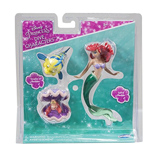 SwimWays Little Mermaid Disney Dive Characters Kids Pool Toy- Princess Ariel, Flounder, and Sebastian, Bath Toys and Pool Party Supplies