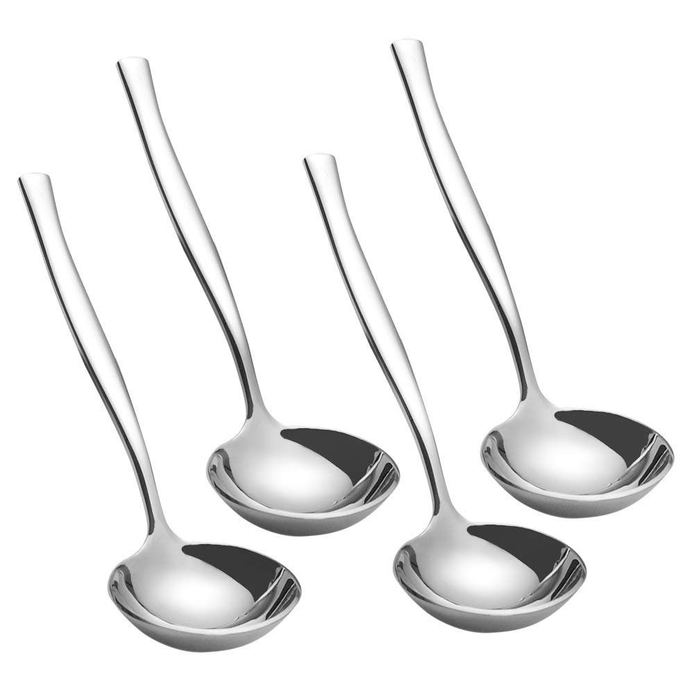 Xowine 4-Piece Ladle Soup Spoons, Stainless Steel Small Gravy Ladle Spoons