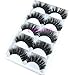 5 Pairs/Box 3D Real Mink False Eyelashes LASGOOS 100% Siberian Mink Fur Luxurious Soft Cross Thick Very Long Fluffy Party Dance Fake Eye Lashes SK02