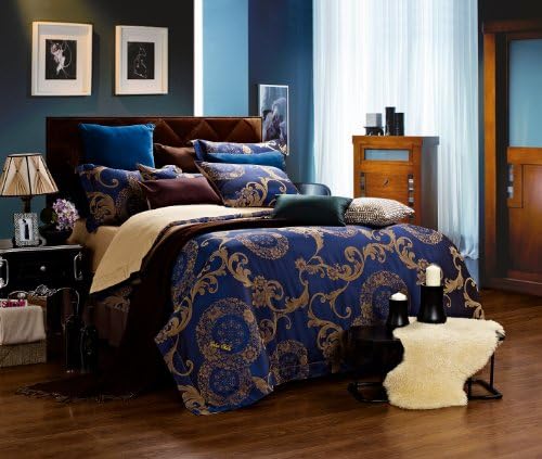 Dolce Mela DM479Q Jacquard Damask Luxury Bedding Duvet Covet Set, Queen