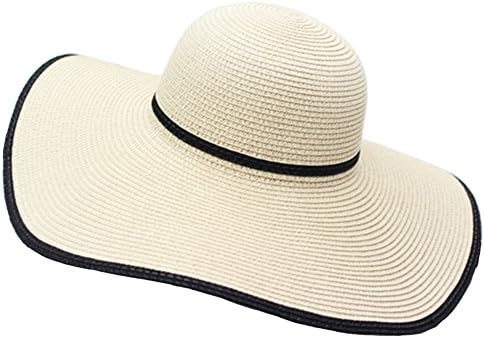 Itopfox Women's Fodable Sunhat Big Brim Straw Hat Floppy Summer Sun Beach Hat