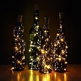 JOJOO Set of 4 Warm White Wine Bottle Cork Lights - 32inch/ 80cm 15 LED Copper Wire Lights String Starry LED Lights for Bottle DIY, Party, Decor, Christmas, Halloween, Wedding or Mood Lights LT0154