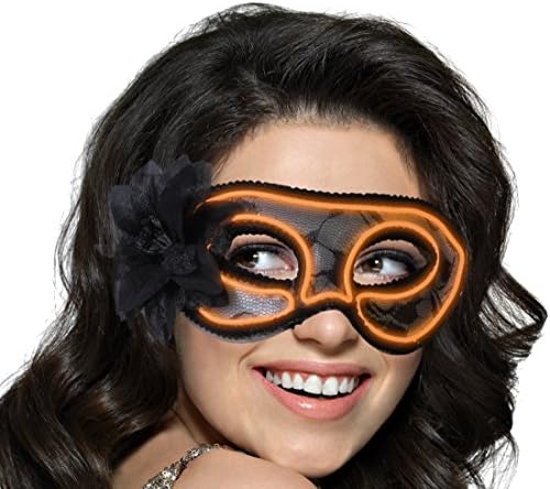 JenniWears Women Light Up Venetian Mask LED Costumes Rave Mardi Gras Masquerade Glow In Dark Party Orange