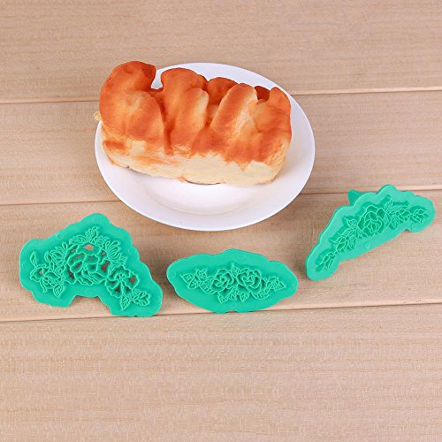WinnerEco 3pcs Flower Print Plastic Fondant Embosser Mold Cookie Cake DIY Baking
