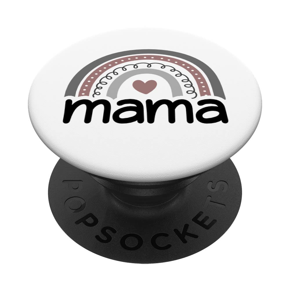 Cute Gray Mama Rainbow Print Mother Mom White PopSockets Swappable PopGrip