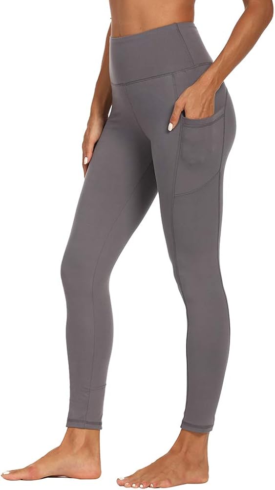 SYRINX High Waist Yoga Pants with Pockets for Women- Tummy Control 4 Way Stretch Workout Running Yoga Leggings: Clothing
