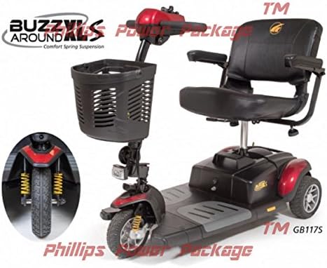 Golden Technologies - Buzzaround XLS - Compact Travel Scooter - 3-wheel - Red - PHILLIPS POWER PACKAGE TM - TO $500 VALUE
