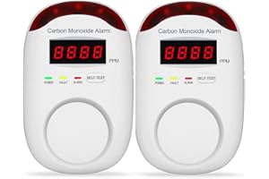 Plug In Carbon Monoxide Detectors,Wall CO Alarm With Voice & LEDs Digital Display Accurate Easy To Read Vzmcov CO Monitoring Alarm And Test Button Dor Home Basement Kitchen Office Hotel Bedroom-2 Pack