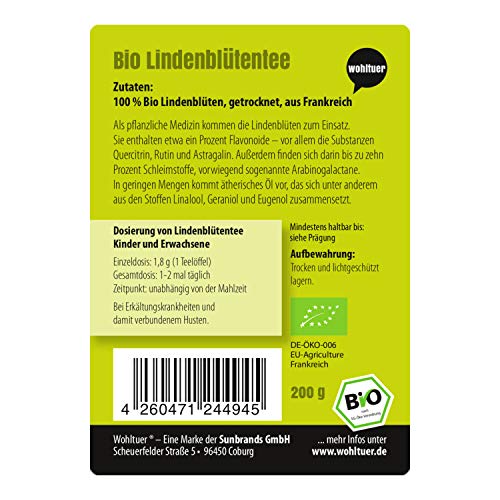 Wohltuer Bio Lindenblütentee 200g - Lindenblüten Bio lose, aus Wildsammlung in Frankreich, Kräutertee – Bild 4