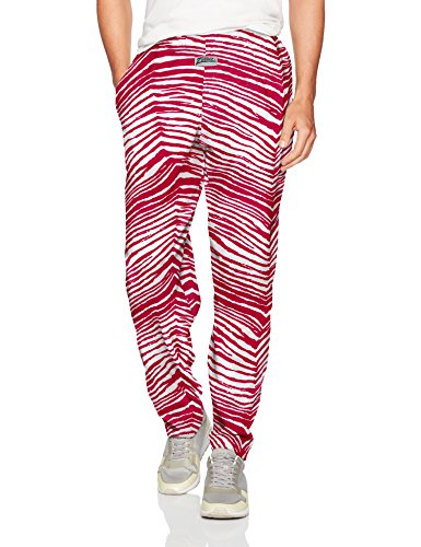 Zubaz Men's Classic Zebra Printed Athletic Lounge Pants, New Maroon/White, L