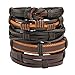 Jusnova 5-12 Pcs Leather Bracelet for Men Women Wooden Beaded Bracelets Cuff Adjustable