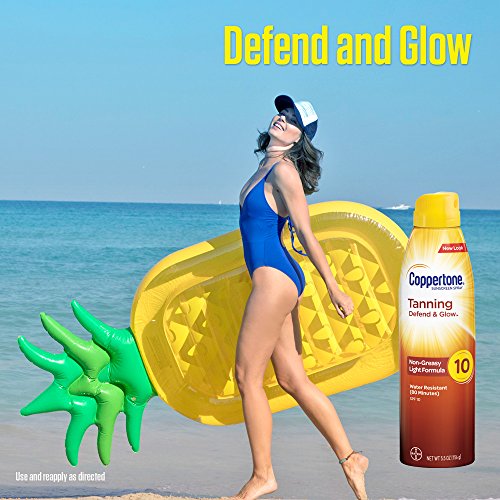 Coppertone Tanning Defend & Glow Sunscreen Continuous Spray SPF 10, 5.5