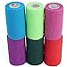 Elasti-Wrap 4 Inch Breathable, Self-Adherent, Self Adhesive Cohesive Bandage Vet Wrap Assorted Colors (6, 12, 18 & 24 Packs) (6 Rolls)