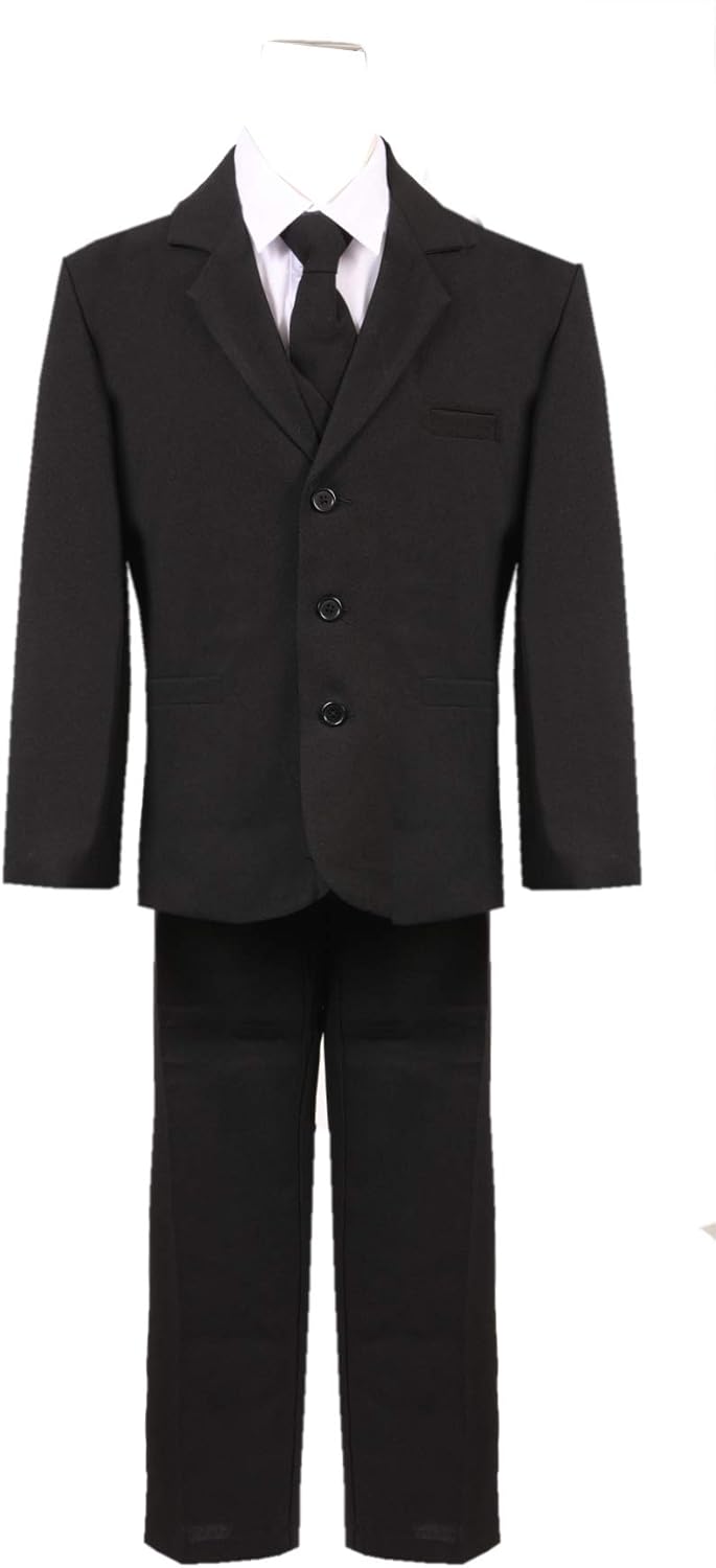 Rafael Boys Husky Black Formal Suit Complete 5pc Set (10