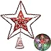 Blissun 12-Inch Red Star Treetop, 15 Multi-Color Light Christmas Tree Topper, Twinkle Star Treetop Christmas Decoration
