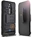 Asus Zenfone 2 Case, Combo Rugged Shell Cover Holster with Built-in Kickstand and Holster Locking Belt Clip Black + Circle(TM) Stylus Touch Screen Pen