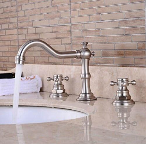 LDONGSH Copper Drawing Basin Hot And Cold Three Holes European Sink Electroplating Faucet Tap