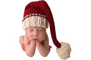 Vedory Christmas Newborn Baby Photo Shoot Props Outfits Crochet Clothes Santa Claus Red Hat Pants Photography Props