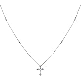 Jewels By Lux Sterling Silver Womens Cubic-Zirconia Cross Religious Charm Necklace