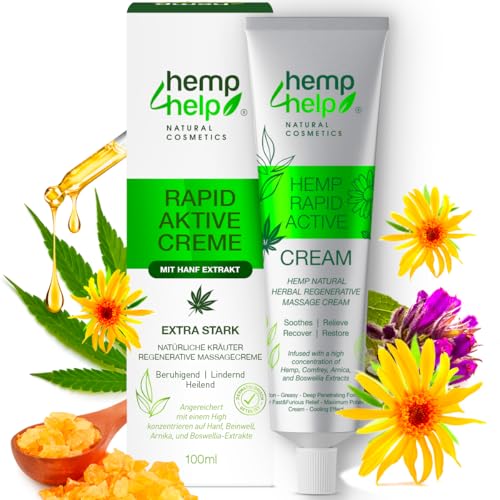 H4H Hochdosierte Rapid Cream Hanf &Amp; Arnika Creme 100Ml Für Gelenke &Amp; Muskeln | Pflege Mit Menthol &Amp; Natur-Extrakten Für Rücken, Knie, Nacken &Amp; Schultern, Vegan, Dermatologisch Getestet