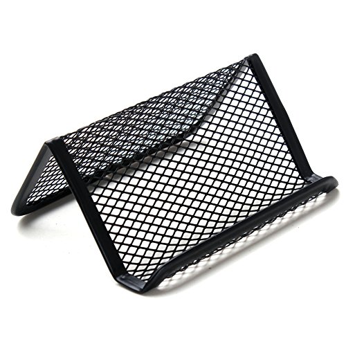 ZICOME Metal Mesh Business Card Holder, Mesh Office Desk Organizer for Name Card, Black, 4 Pack